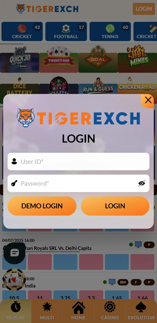 This image is app homepage image of best online betting app in India